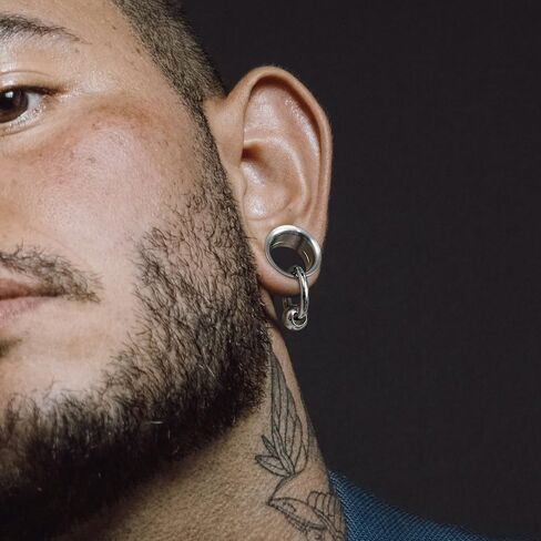 2 Pcs Ear Plugs Tunnels with 10 Pcs Stacked Rings and 2 Pcs Beads Stainless Steel Ear Gauges, Size 2g - 1 inch Surgical Steel Ear Stretcher Expander Body Jewelry in Kuwait