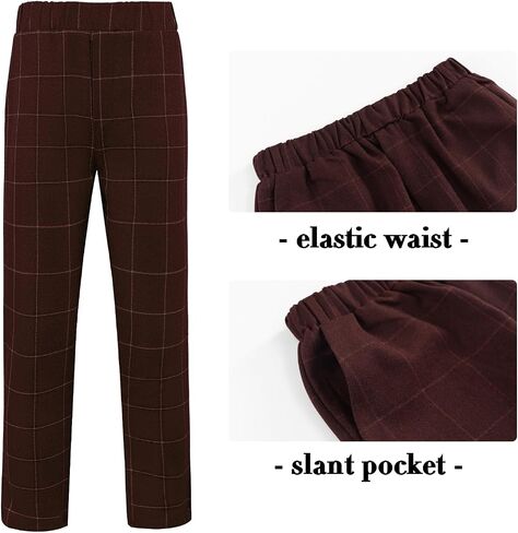 Boys Plaid Suit 5 Piece Formal Outfits Slim Fit Dress Clothes Kids Tuxedo Blazer Shirt Vest Pants Bow Tie in Saudi Arabia