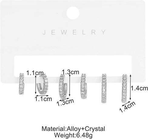 14K Gold Small Hoop Earring Set, High Polish Gold Silver Cubic Zirconia Huggie Hoop Earrings, Hyposensitivity Cartilage Pierced Earrings for Women Teen Girls in Saudi Arabia