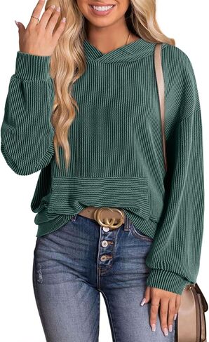 Dokotoo Women's Pullover Hoodies Sweatshirts Casual Loose Long Sleeve Ribbed Knit Shirts in Saudi Arabia