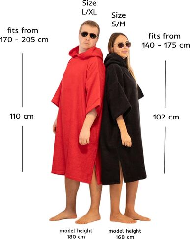 Allen & Mate Adult Changing Robe - Quick Dry 100% Terry Cotton Beach Poncho Towel with Hood & Pockets - Ideal for Men & Women in Saudi Arabia