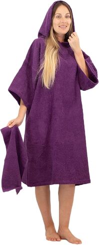 Allen & Mate Adult Changing Robe - Quick Dry 100% Terry Cotton Beach Poncho Towel with Hood & Pockets - Ideal for Men & Women in Saudi Arabia