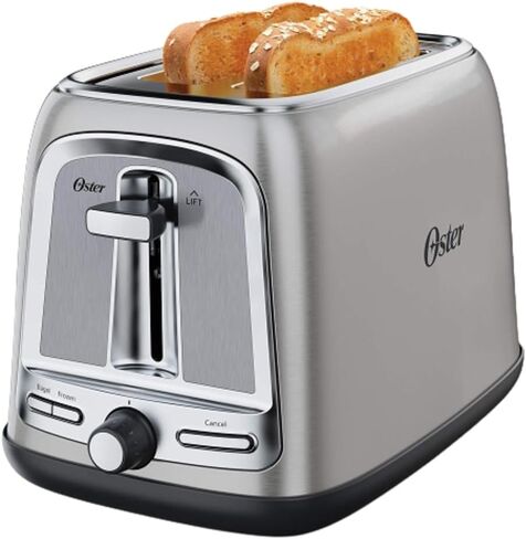 Oster 2-Slice Toaster with Advanced Toast Technology, Bagel Toaster for All Bread Types, Stainless Steel in Kuwait