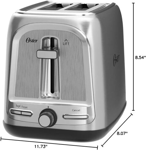 Oster 2-Slice Toaster with Advanced Toast Technology, Bagel Toaster for All Bread Types, Stainless Steel in Kuwait