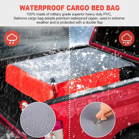Sailnovo Truck Bed Bag, 36 Cubic ft 100% Waterproof Fits Any Truck Size, Heavy Duty Truck Cargo Bag PVC Water Resistant with 4 Stretch Cord, Packing Bag 59.16x48x22inch in Kuwait