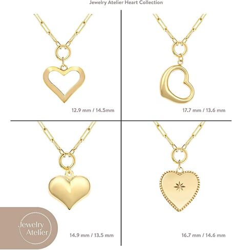 Jewelry Atelier Gold Filled Pendant Necklace Collection - 14K Yellow Gold Filled Pendant Necklace with Solid Clip Chain for Women (Different Sizes and Styles with Extension/Adjustable Chain) in Saudi Arabia