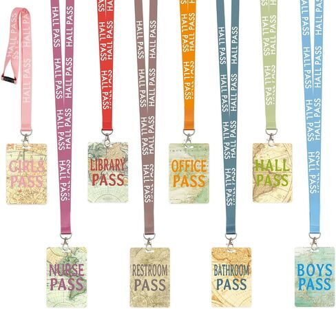 Hall Pass for Classrooms Hall Passes Lanyards Travel The Map Travel World Set of 8 Teacher Supplies Gift Boy Girl Bathroom Library Office Nurse Pass Elementary Middle School in Saudi Arabia