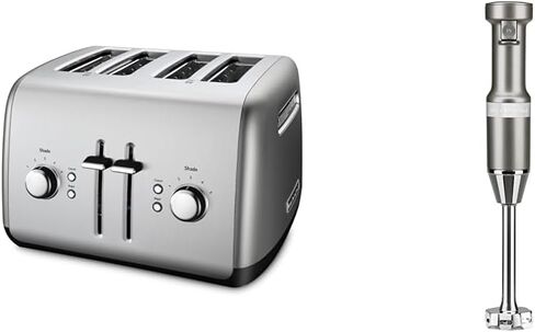 KitchenAid KMT2115SX Stainless Steel Toaster, Brushed Stainless Steel & Variable Speed Corded Hand Blender KHBV53, Contour Silver in Saudi Arabia