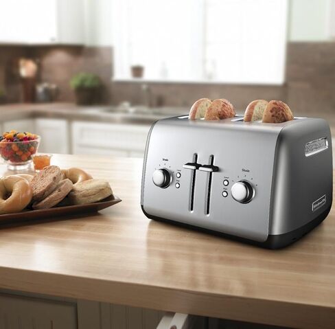 KitchenAid KMT2115SX Stainless Steel Toaster, Brushed Stainless Steel & Variable Speed Corded Hand Blender KHBV53, Contour Silver in Saudi Arabia