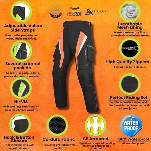 Motorcycle Pants for Men and Women Armored Cordura Overpants Enduro ATV Dual Sports Motocross Cargo Work Touring in Kuwait