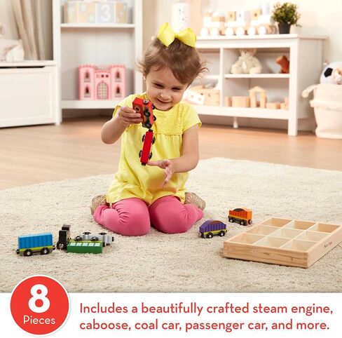 Melissa & Doug Wooden Magnetic Train Cars - 8 Piece Educational and Skill-Building Wooden Toy for Boys and Girls in Saudi Arabia