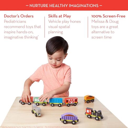 Melissa & Doug Wooden Magnetic Train Cars - 8 Piece Educational and Skill-Building Wooden Toy for Boys and Girls in Saudi Arabia