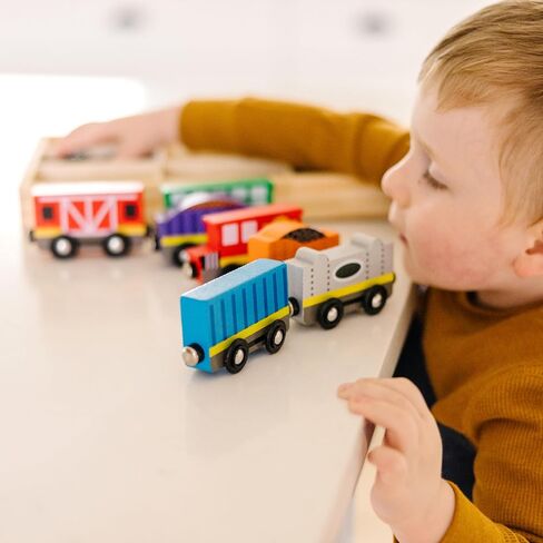 Melissa & Doug Wooden Magnetic Train Cars - 8 Piece Educational and Skill-Building Wooden Toy for Boys and Girls in Saudi Arabia