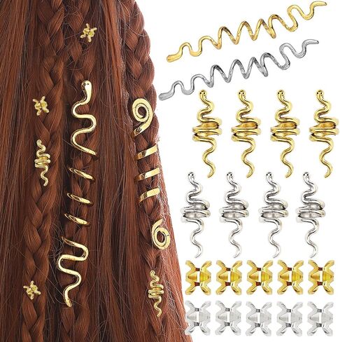 NAISKA 20PCS Moon Hair Braid Dreadlock Snake Braid Accessories Beads Star Dreadlocks Loc Jewelry for Braids Hair Clip Decoration Hair Beads Cuffs Coils Rings Pendants（Gold） in Saudi Arabia