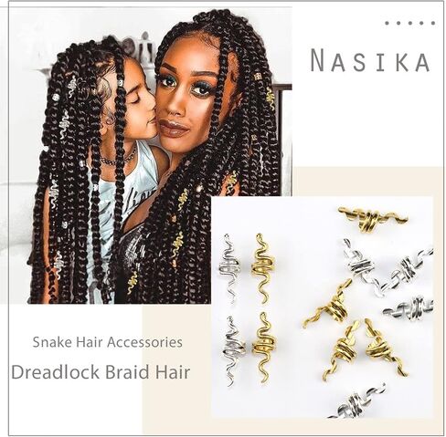 NAISKA 20PCS Moon Hair Braid Dreadlock Snake Braid Accessories Beads Star Dreadlocks Loc Jewelry for Braids Hair Clip Decoration Hair Beads Cuffs Coils Rings Pendants（Gold） in Saudi Arabia