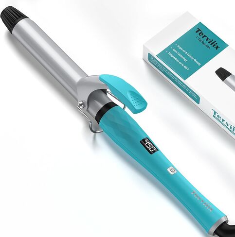 Terviiix Clamp Curling Iron 1 Inch, Tourmaline Ceramic Curling Irons Produces Defined Curls for Medium and Long Hair, LCD Digital Display with 12 Heat Setting (250°F to 450°F for All Hair Types), 1'' in Saudi Arabia