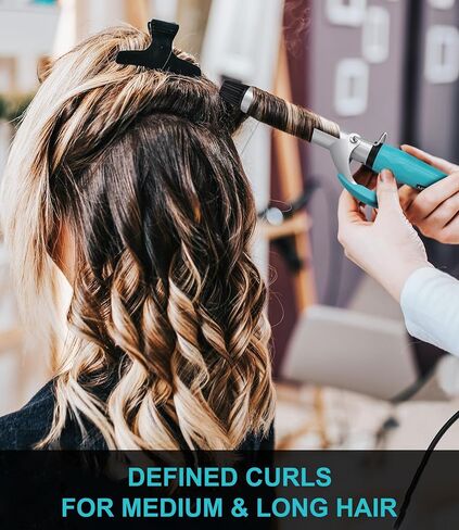 Terviiix Clamp Curling Iron 1 Inch, Tourmaline Ceramic Curling Irons Produces Defined Curls for Medium and Long Hair, LCD Digital Display with 12 Heat Setting (250°F to 450°F for All Hair Types), 1'' in Saudi Arabia
