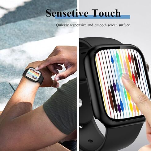 [2 Pack] Compatible for Apple Watch 44mm Series 6 / SE/Series 5 /Series 4 Tempered Glass Screen Protector with Bumper Case, YMHML Full Coverage Bubble-Free Cover for iWatch Accessories in Kuwait