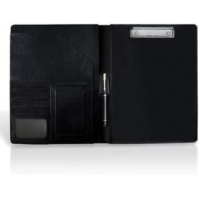 Portfolio Binder, Portfolio Folder Holding A4 Size Document, Wipeable Leather Binder,Black Padfolio for Women and Man in Business Meeting, Interview,etc.