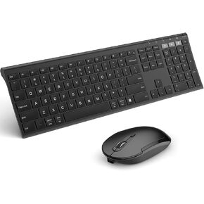 Bluetooth Keyboard Mouse, Multi-Device Wireless Keyboard and Mouse Combo, Dual-Mode(Bluetooth + Bluetooth + USB), Ultra Slim, Rechargeable, for Windows/Mac OS