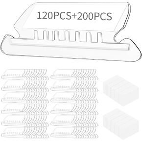 Hanging File Folder Tabs, 120 Pcs File Folder Tabs and 200 Pcs Inserts, File Tabs for Hanging Folders, Plastic Hanging Folder Tabs, Clear Hanging File Tabs for File Folders(Multicolor)