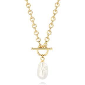 CANEVINKA Dainty Cross Medallion/Heart Pendant Chain Necklace 18K Gold Plated Oval Choker Fashion OT Toggle Jewelry Handmade for Women Simple Gold Charm Necklace