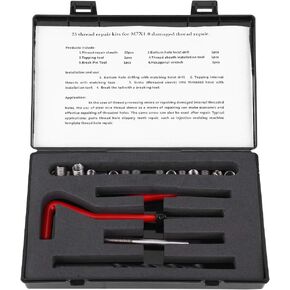 25Pcs Thread Repair Kit M7 x 1, Kit Thread Inserts Stainless Steel Twisted Drill Wrench Threaded Insert Thread Repair Tool for Auto Parts