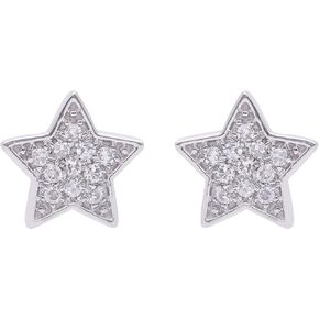Earrings in 10k White Gold Star Shaped Stud Earrings with Natural Diamonds 1/10 Carat (F-G Color, SI1-SI2 Clarity) Fine Jewelry for Women Ideal Gifts for Birthday, Wedding