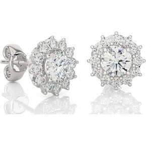 1/5 to 3/4 Carat Diamond Halo Star Stud Earrings for Women in 14k White Gold (H-I, SI2-I1, cttw) with Push Back by Privosa Fine Jewelry