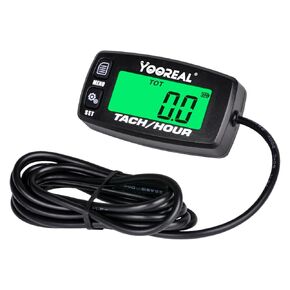 Yooreal Digital Tachometer Hour Meter,Maintenance Alert,Replaceable Battery for Lawn Tractor Generator Mini Bike Chainsaw ATV Outboard Motor Snowmobile (HM032A Black)