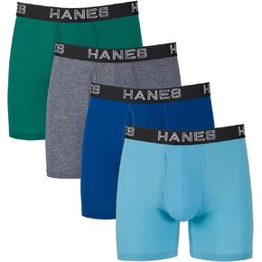 Hanes Ultimate Men's Total Support Pouch Boxer Brief, Black/Grey, Small