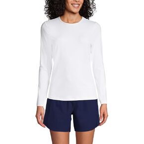 Lands' End Womens Long Sleeve Swim Tee Rash Guard Black Plus 1x
