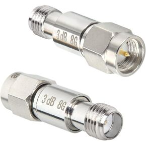 XRDS -RF SMA ذكر إلى SMA أنثى مخفف الترددات اللاسلكية المحورية، DC إلى 8 جيجا هرتز، 50 أوم، 2 وات، مخفف ثابت 20 ديسيبل (قطعتان) in Kuwait