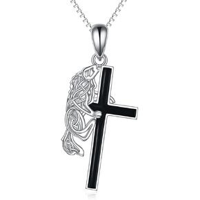 LUHE Cross Necklace Sterling Silver Cross Pendant Necklace Birthday Christmas Jewelry Gifts for Women Men Girls boys