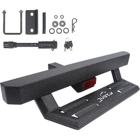 Hitch Step for Pickup Truck Trailer Tow Hitch Step Textured Black Non-Slip Strong Steel Rear Bumper Step Hitch with Pin Lock U-Bolts 2" Hitch Receiver Stabilize 220LBS Maximum Load