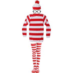 Dunsuns Adult Costume Red and White Striped T-Shirt Halloween Cosplay Costume
