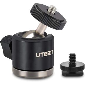 UTEBIT Mini Ball Head, 360° Panoramic Tripod Head with 1/4" Screw 3/8" Thread Mount, Metal Quick Release Plate Compatible with Arca Swiss for Video Cameras DSLR Cameras Loading 11.02lb