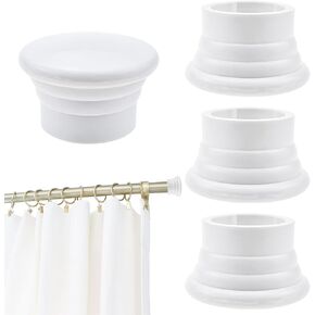 4 PACK Window Curtain Rod Cap, White Plastic Curtain Pole End Plug Caps, Curtain Rod Ends Decorative Cap for 28mm/ 1.13inch Diameter Curtain Rods