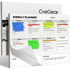 To Do List Notepad, Weekly Desk Planner Notepad with 52 Page Task Tear-Off Daily Planning Pad, 100gsm Paper, Desk Notebook to Organize Home Office, 8.5" x 11"