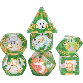 Cusdie 7-Die DND Dice, Polyhedral Dice Set Filled with Animal, Animal Dice Set for Role Playing Game Dungeons and Dragons D&D Dice MTG Pathfinder (Yellow Duck)
