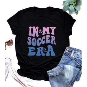 FLOYU Women Soccer Mom Shirt Soccer Ball Graphic Tee Football Mommy Letter Printed Tops Game Day Short Sleeve Shirt