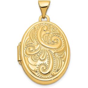 14k Domed Oval Locket Pendant Necklace 18 inch chain included