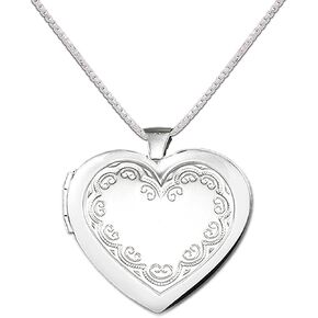 Cherished Moments Sterling Silver Engraved Heart Locket Necklace
