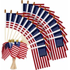 Pack of 100 Mini American Flags - 4x6 American Flag - Small Flags on Sticks - American Flags for Labor Day - American Flag for Classroom - Labor Day Decorations