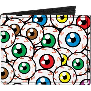 Buckle-Down Men's Standard Canvas Bifold Wallet Eyeballs, 4.0" x 3.5"