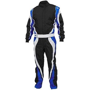 Speed 1 CIK/FIA Level 2 Approved Kart Racing Suit (Blue/White/Black, X-Large)