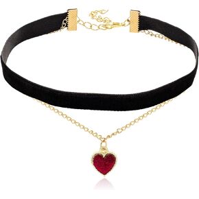 Red Heart Black Choker for Women Velvet Choker Collar Necklace for Women Halloween Jewelry Adjustable