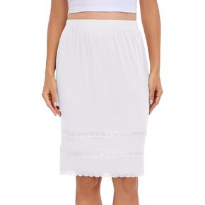Vlazom Women's Half Slips for Under Dress Anti Static Half Slip Under Skirt Short Slip With Lace Trim Knee Length Size S-XXL