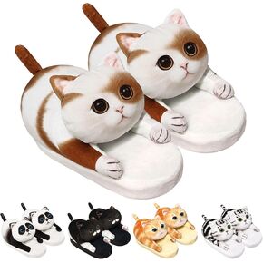 Openhahaha Sloth Slippers for Girls Boys, Fluffy Slippers House Slippers Gift for Kids, Cute Animals Slippers with Sloth, One Size Slippers for Kids, cat gift for kids/Christmas/Halloween Gifts