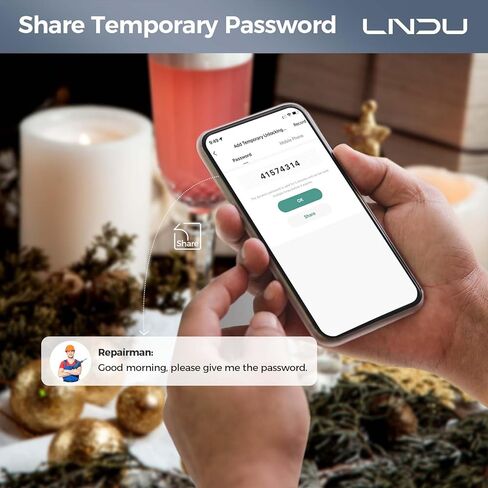 قفل باب ذكي بلوحة مفاتيح ببصمة الإصبع من LNDU مع التحكم في التطبيق، قفل ذكي مزود بـ 100 رمز، كلمة مرور مضادة للاختلاس، رمز مرور لمرة واحدة، سهل التركيب، زنك in Kuwait